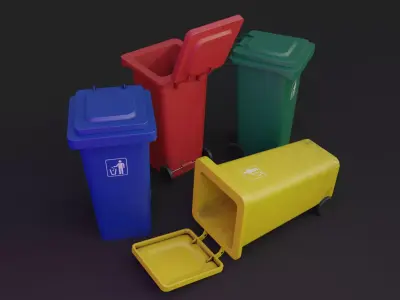 Plastic Trash Bin Free low-poly 3D model