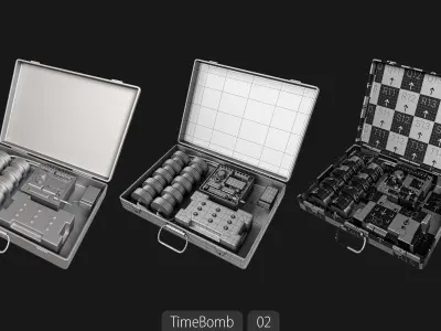 Explosive Collection-60 Base Meshes-Time bomb-Land Mine-Dynamite 3D model