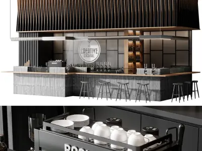 Bar 2 and restaurant design 3D model