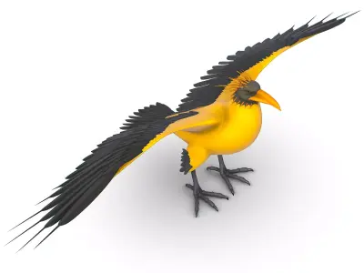 High Poly the Mythical Bird Predator Roc Low-poly 3D model