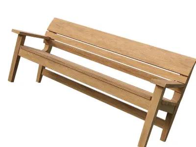Bench04 teak garden bench Low-poly 3D model