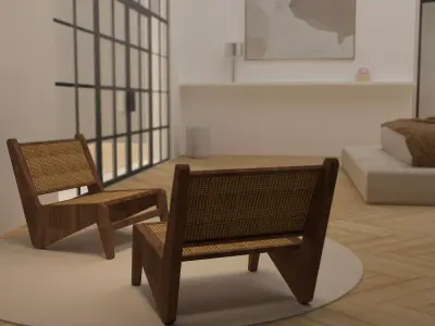 Hendrix Armchair - wood and rattan chair Free 3D model