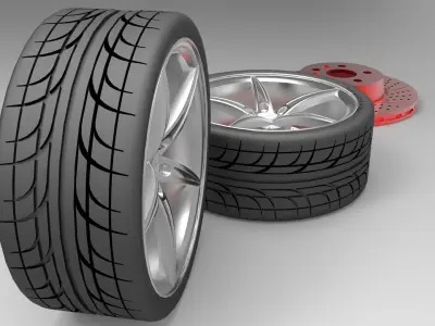 Tire Rim and diskv2 Free 3D model