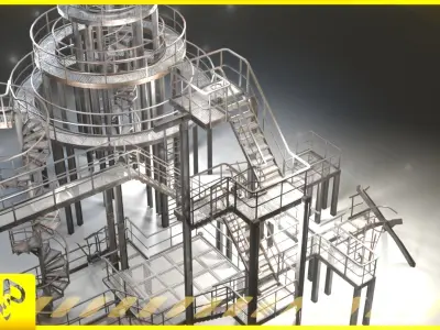 Stairs pack Low-poly 3D model