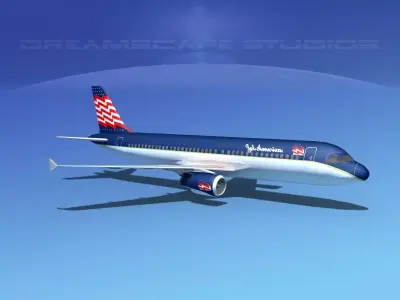Airbus A320 LP Jet America Low-poly 3D model