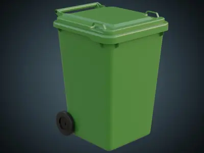 Wheeled Bin 1 Basic Low-poly 3D model