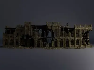 DESTROYED BUILDING CLASSICAL APOCALYPSE WAR RUINED 03 Low-poly 3D model