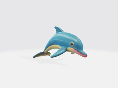cartoon dolphin characterd happy swimming 3D model