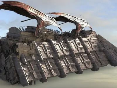 Hutt Desert Sail Barge carrier  3D model