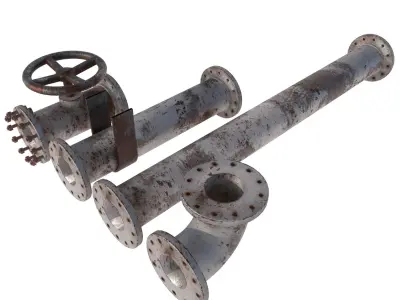 Rusty Modular Pipes Low-poly 3D model