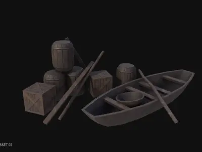 Fishing village asset 05 Low-poly 3D model