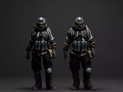Sci Fi Engineer Characters Male Female Fully Rigged Animated Low-poly 3D model