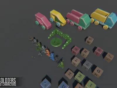 Toy Soldiers Low-poly 3D model