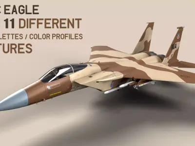 F-15 Eagle With 11 Different Textures Low-poly 3D model