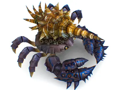 Blue Giant Crab Shell Crayfish Arthropods Sea Animal Low-poly 3D model