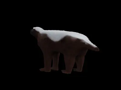 HoneyBadger dog in snow Low-poly 3D model