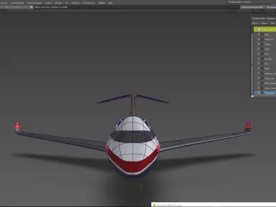 Futuristic Aircraft Bombardier Falcon X9 Low-poly 3D model