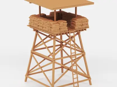 Sandbags and watchtower 3D print model