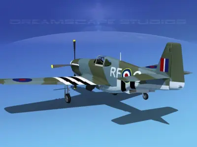 North American Mustang X RAF V09 3D model
