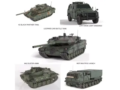 5 Military Vehicles Collection v3 Low-poly 3D model