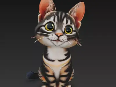 Cat Realistic 3D Model Basic - Low Poly Realistic  Low-poly 3D model