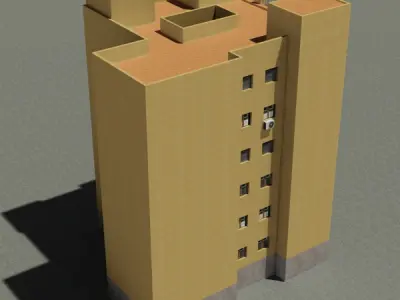 Building tall Low-poly 3D model