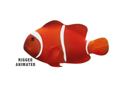 Low-Poly Clown Fish Animated  Low-poly 3D model