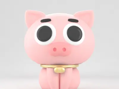 pig 3d cartoon Low-poly 3D model