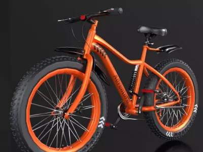 bicycle orange mountain bike Low-poly 3D model