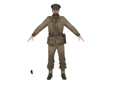 British allied officer Low-poly 3D model
