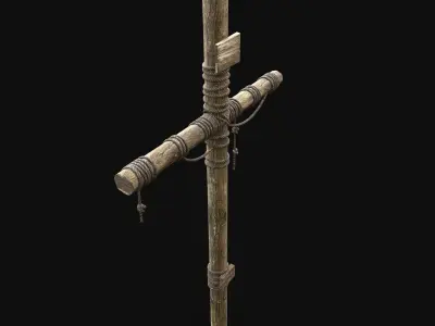 WOODEN CROSS BIBLICAL JESUS CHRIST GOD SYMBOL TORMENT DEVICE Low-poly 3D model