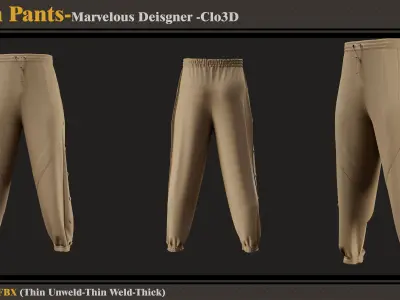 5 Mens Pants -MD-Clo3D-ZPRJ- FBX-OBJ 3D model