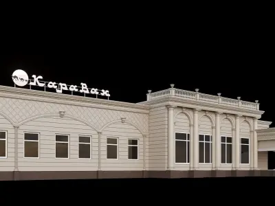 Commercial building facade exterior 3D model