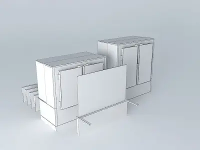 Kit805PD two display cases with glass shelves Free 3D model