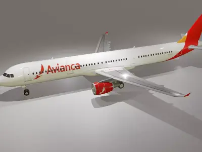 Avianca airbus a321-211 low poly  Low-poly 3D model
