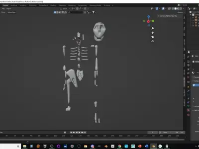 Australopithecus skull and skeleton Low-poly 3D model