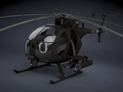MH-6 Little Bird Gunship Low-poly 3D model