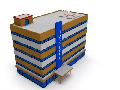 Game Ready Low Poly Hospital building Low-poly 3D model