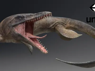 Dinosaur Tylosaurus - Sea Monster Series 3 Low-poly 3D model