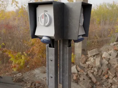 Industrial Socket with Switch Remastered Low-poly 3D model