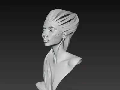 Alien Queen Bust Sci-Fi Female Sculpture STL 3D print model