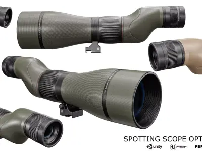 Spotting Scope Optic  3 Colors Low-poly 3D model