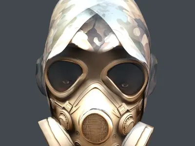 Gas mask helmet 3d model military combat Low-poly Low-poly 3D model