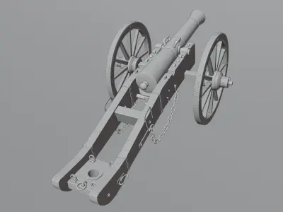 Old Medieval Artillery Cannon Low-poly 3D model