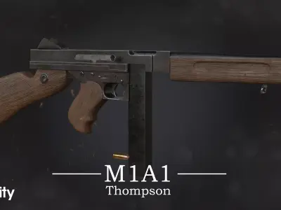 M1A1 Thompson Submachine gun Low-poly 3D model purchase