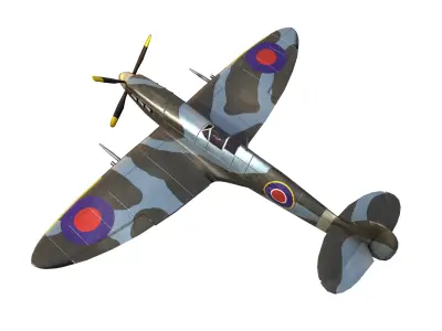 Supermarine Spitfire aircraft airplane fighter Low-poly 3D model