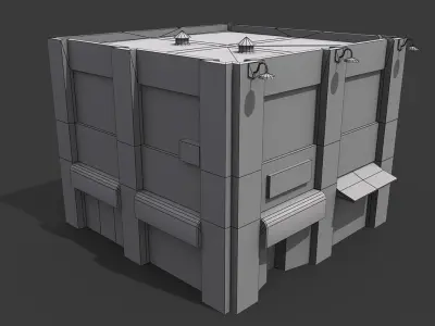 Old Drug Store Low-poly 3D model