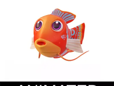 Dwarf Gourami Fish Cartoon Animated Low-poly 3D model