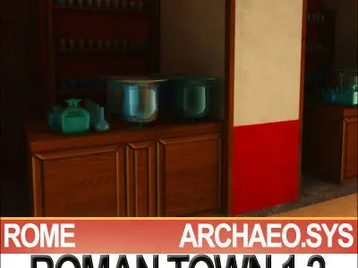 Roman Town Glassware Shop 1 2 Low Poly 3D model