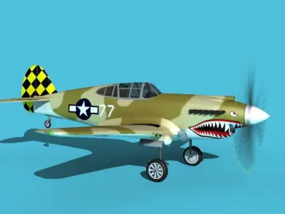Curtiss P-40B Warhawk V05 USAAF 3D model